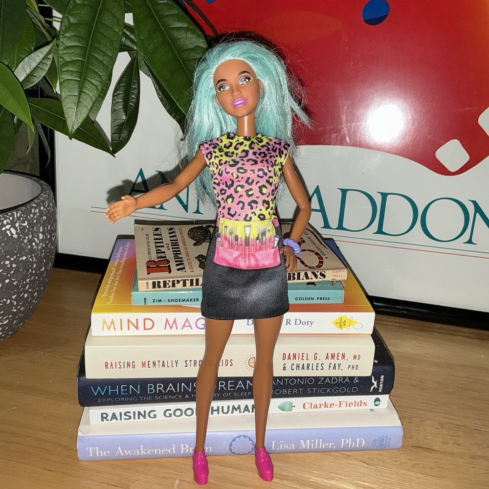 Barbie Makeup Artist Doll with Teal Blue Career Black African Fantasy Hair